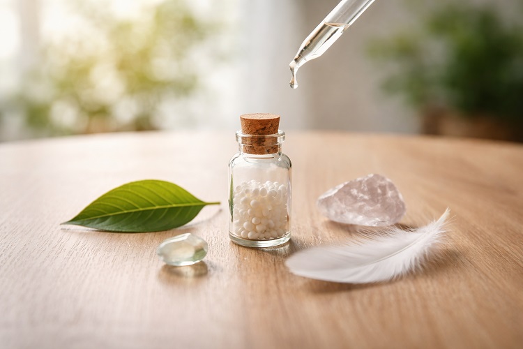 Flacon d’homéopathie avec souches végétales et minérales de Balagne